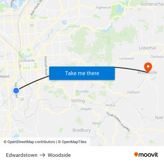 Edwardstown to Woodside map