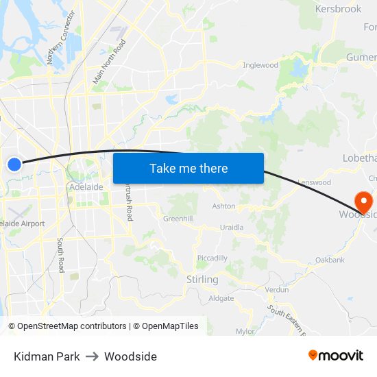 Kidman Park to Woodside map