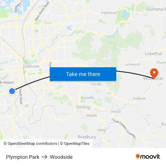 Plympton Park to Woodside map