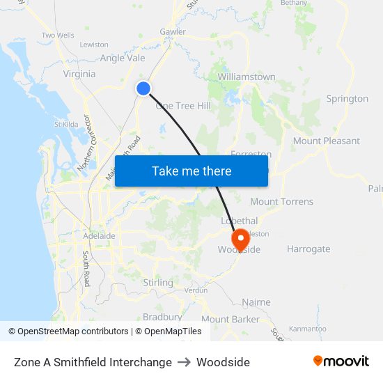 Zone A Smithfield Interchange to Woodside map
