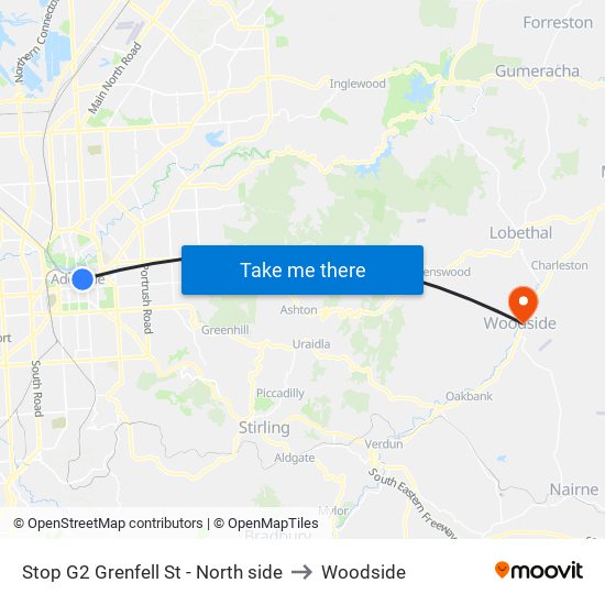 Stop G2 Grenfell St - North side to Woodside map