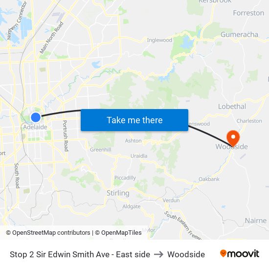 Stop 2 Sir Edwin Smith Ave - East side to Woodside map