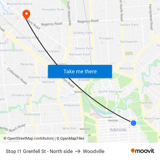Stop I1 Grenfell St - North side to Woodville map