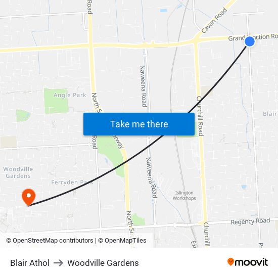 Blair Athol to Woodville Gardens map