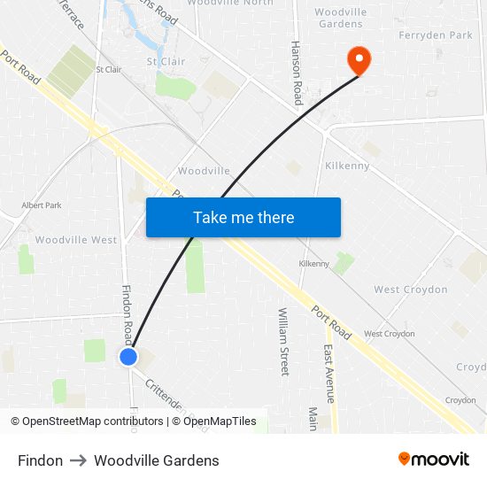 Findon to Woodville Gardens map