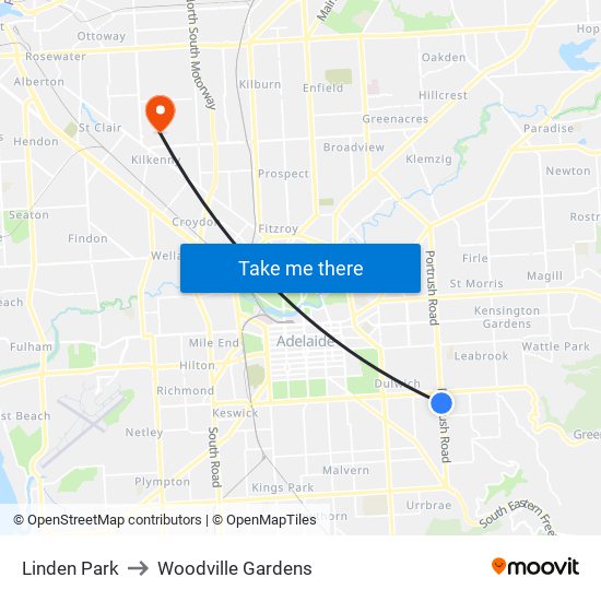 Linden Park to Woodville Gardens map