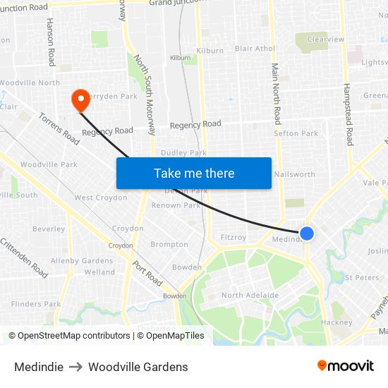 Medindie to Woodville Gardens map