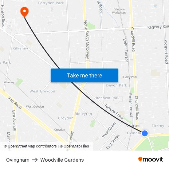 Ovingham to Woodville Gardens map
