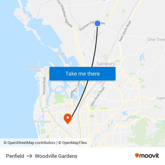 Penfield to Woodville Gardens map