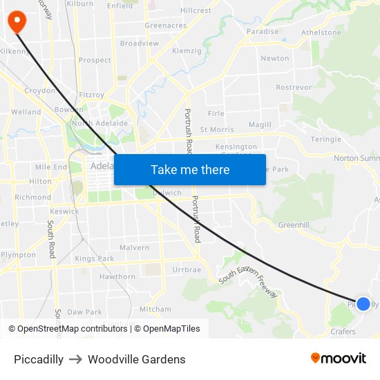 Piccadilly to Woodville Gardens map