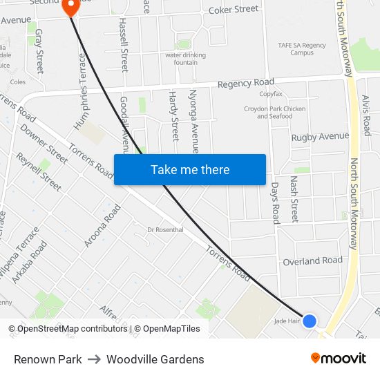 Renown Park to Woodville Gardens map