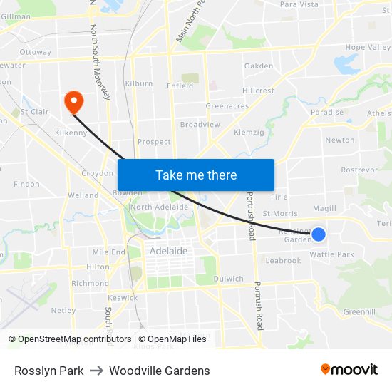 Rosslyn Park to Woodville Gardens map