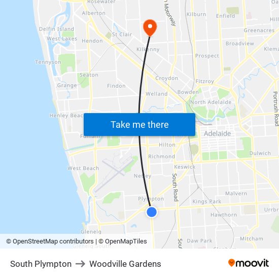 South Plympton to Woodville Gardens map