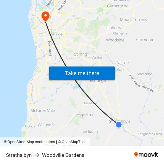 Strathalbyn to Woodville Gardens map