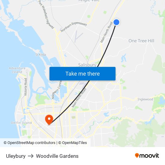 Uleybury to Woodville Gardens map