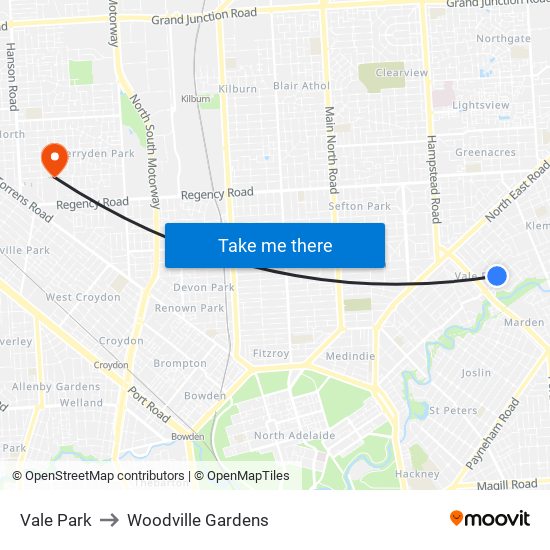 Vale Park to Woodville Gardens map