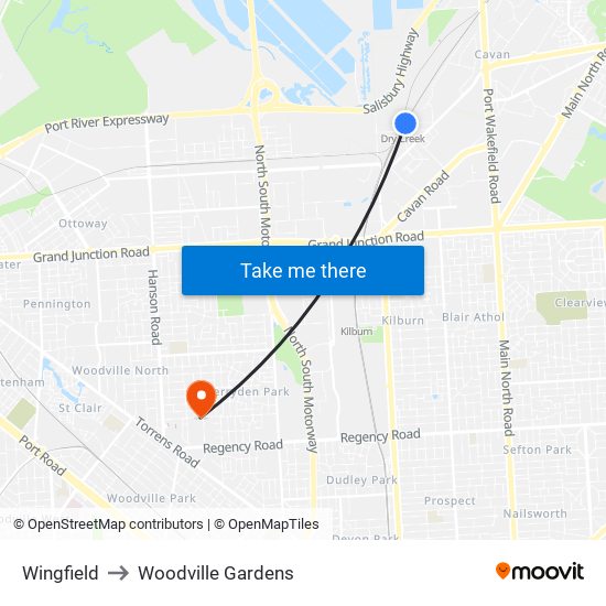 Wingfield to Woodville Gardens map