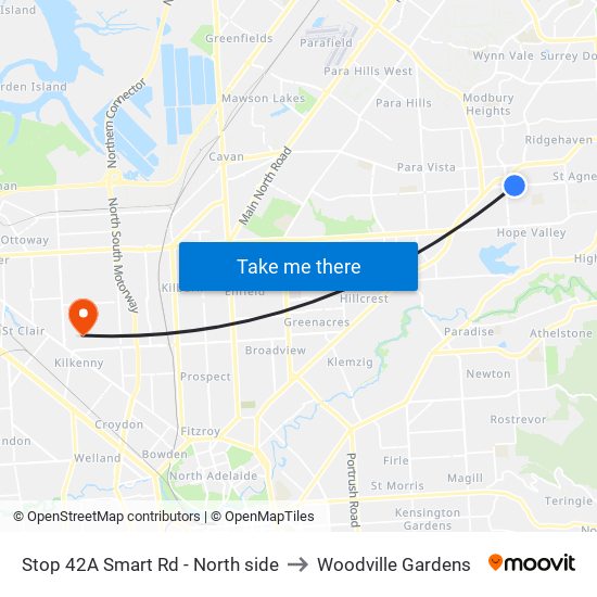 Stop 42A Smart Rd - North side to Woodville Gardens map