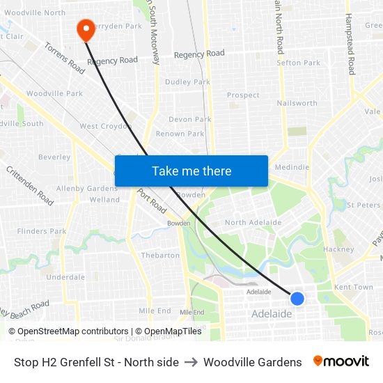 Stop H2 Grenfell St - North side to Woodville Gardens map