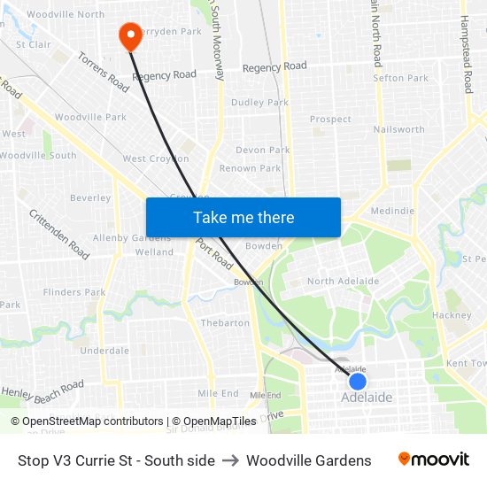 Stop V3 Currie St - South side to Woodville Gardens map