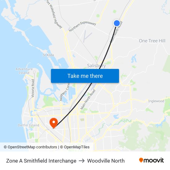 Zone A Smithfield Interchange to Woodville North map