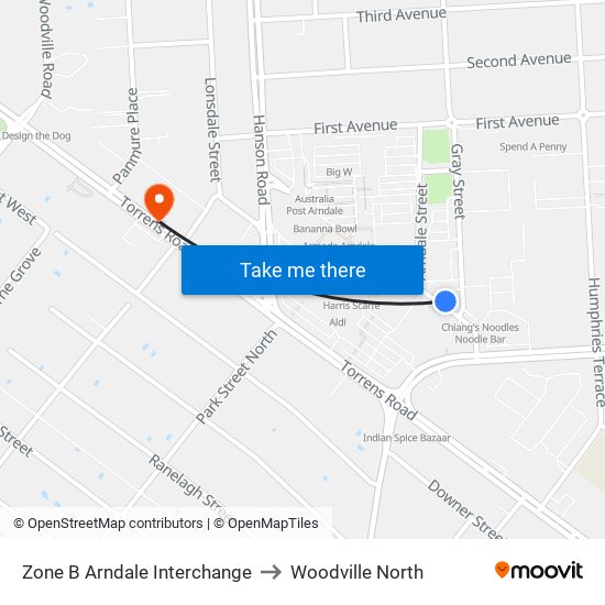 Zone B Arndale Interchange to Woodville North map