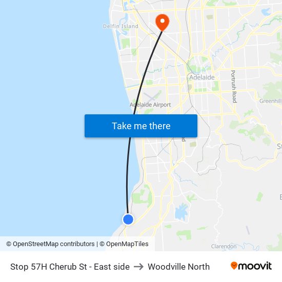 Stop 57H Cherub St - East side to Woodville North map