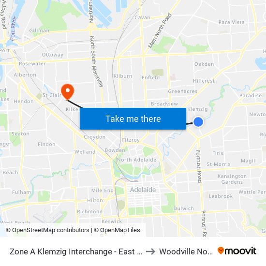 Zone A Klemzig Interchange - East side to Woodville North map