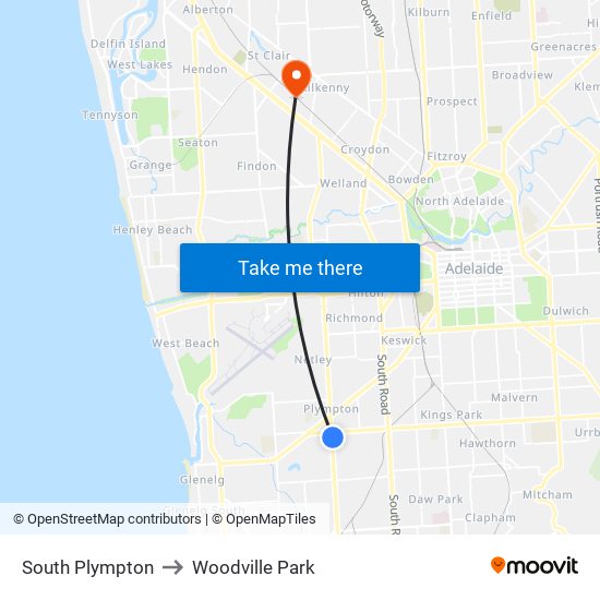 South Plympton to Woodville Park map