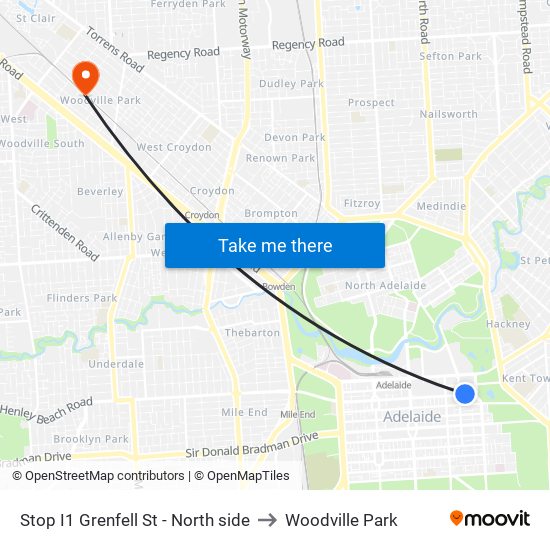 Stop I1 Grenfell St - North side to Woodville Park map