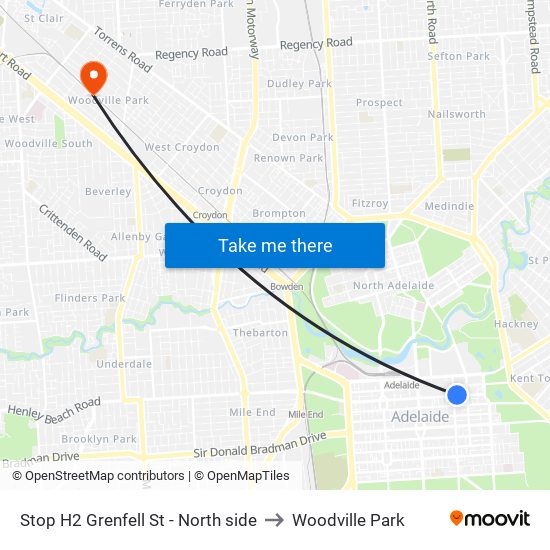 Stop H2 Grenfell St - North side to Woodville Park map