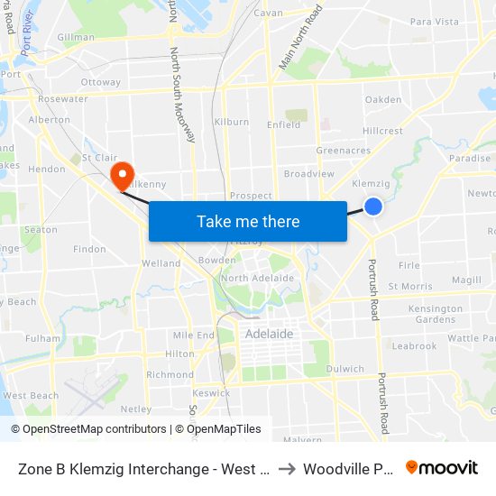 Zone B Klemzig Interchange - West side to Woodville Park map