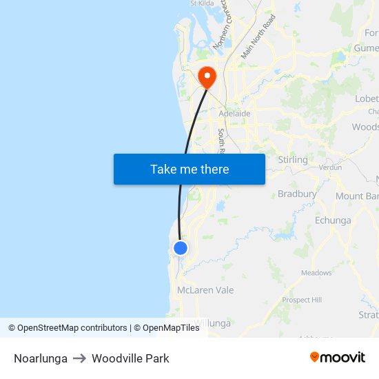 Noarlunga to Woodville Park map