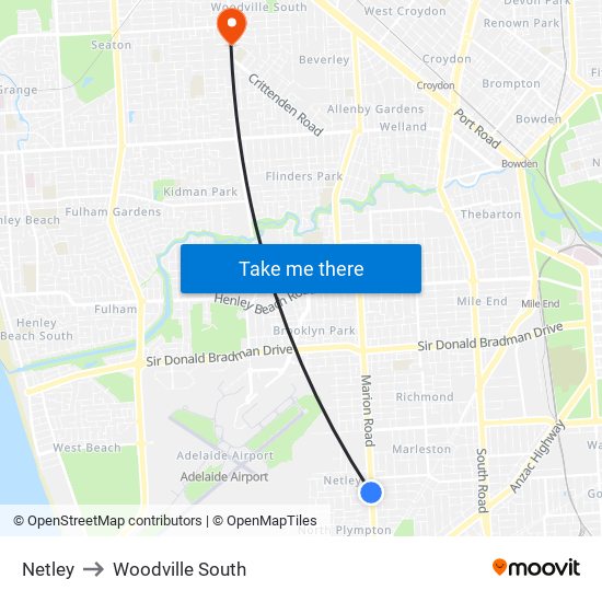 Netley to Woodville South map