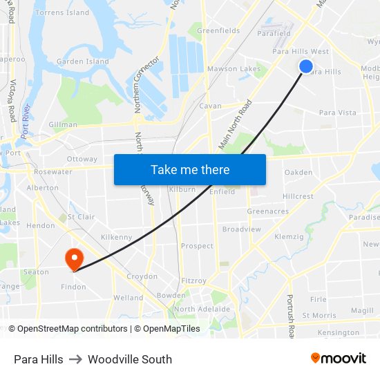 Para Hills to Woodville South map