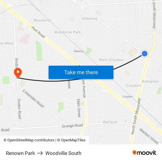 Renown Park to Woodville South map