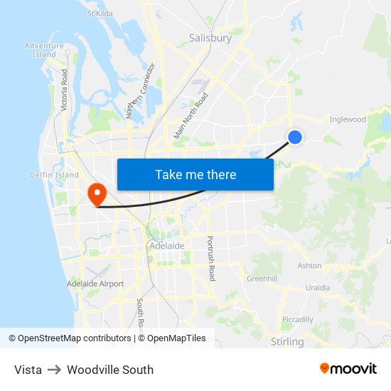 Vista to Woodville South map