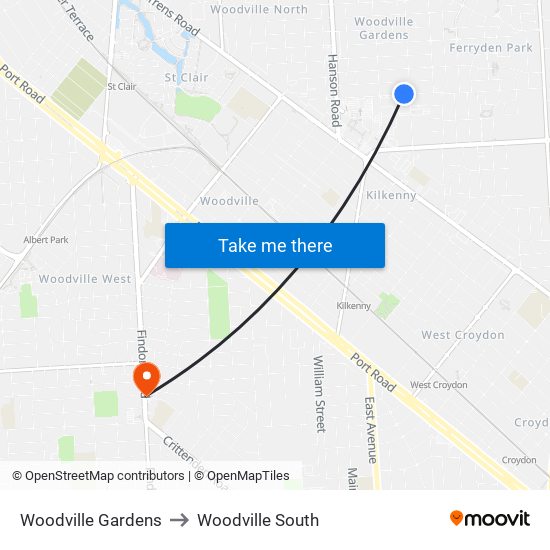 Woodville Gardens to Woodville South map