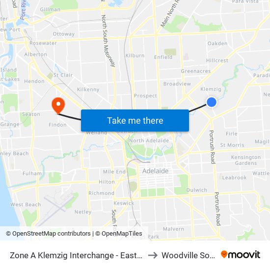 Zone A Klemzig Interchange - East side to Woodville South map