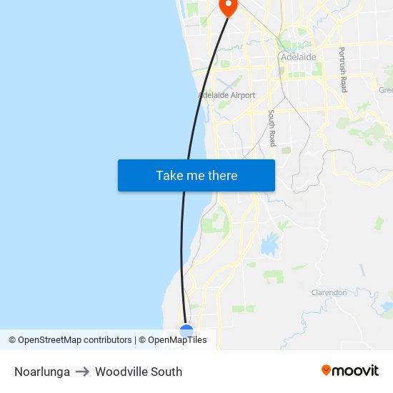 Noarlunga to Woodville South map