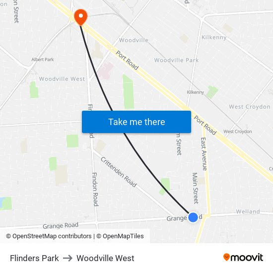 Flinders Park to Woodville West map