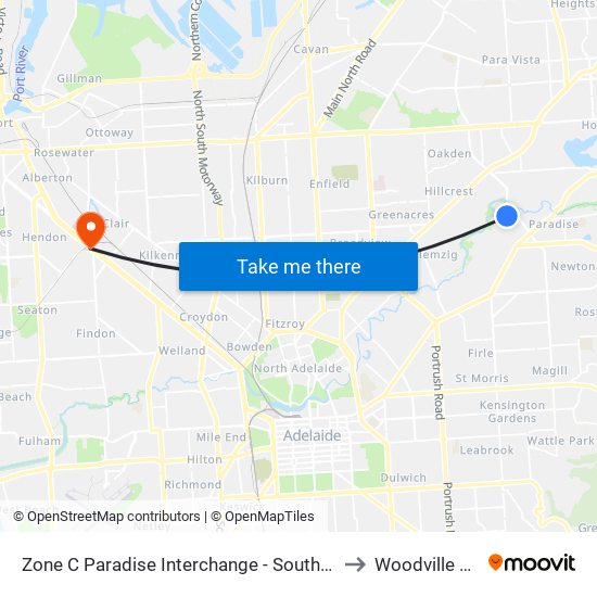 Zone C Paradise Interchange - South East side to Woodville West map