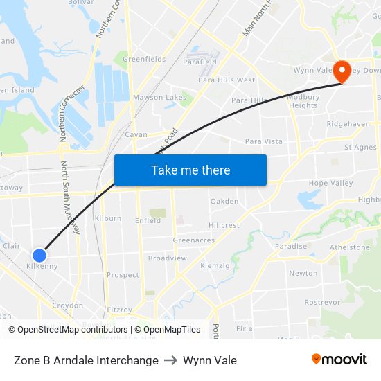 Zone B Arndale Interchange to Wynn Vale map