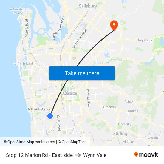 Stop 12 Marion Rd - East side to Wynn Vale map