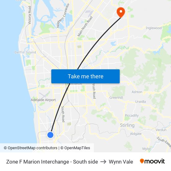 Zone F Marion Interchange - South side to Wynn Vale map