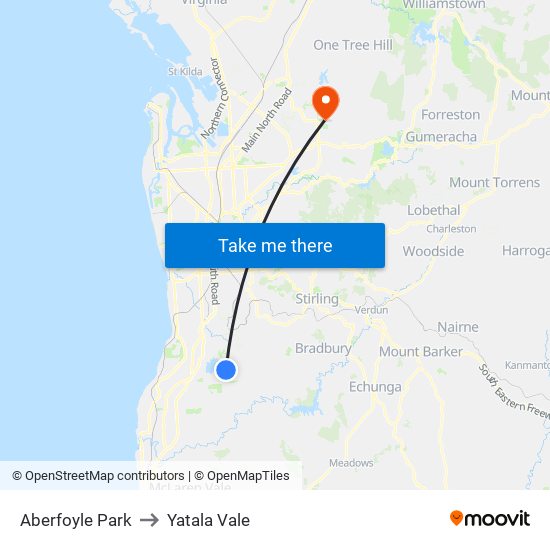 Aberfoyle Park to Yatala Vale map