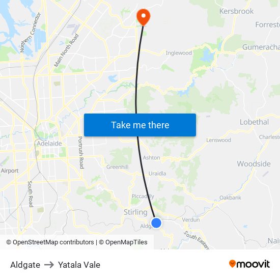 Aldgate to Yatala Vale map