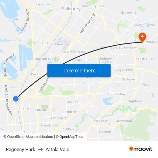 Regency Park to Yatala Vale map