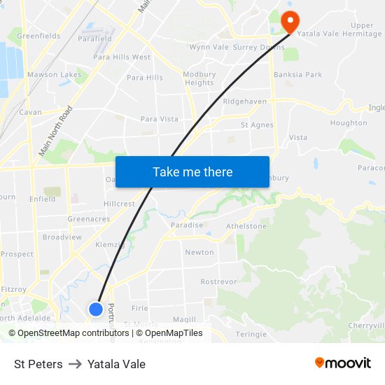 St Peters to Yatala Vale map