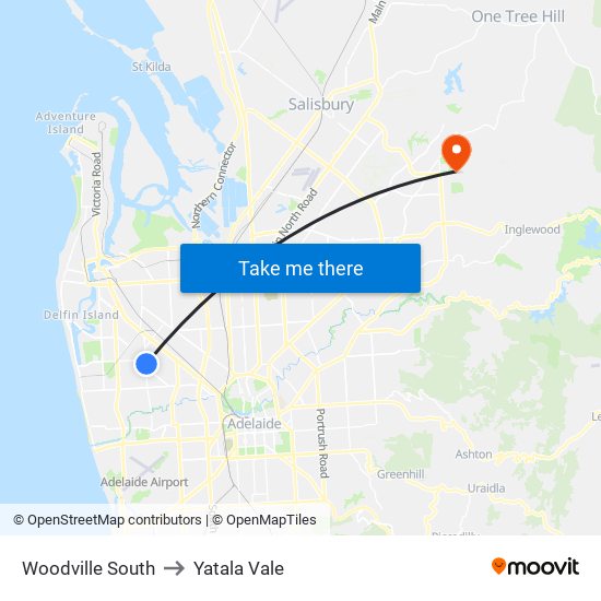 Woodville South to Yatala Vale map